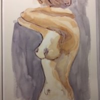 Modeltegning med akvarel - SOLGT