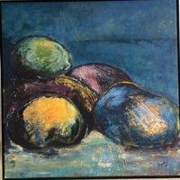 Sten på lærred / akryl 70 x 70 cm