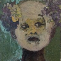 Gloria Jensen
Det Pyntede Menneske 
Akryl på lærred
40x30cm
