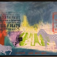 “Zebras at the mall”, serigrafi, akryl